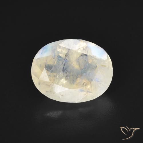 1.75ct 자연스러운 푸르스름한 흰색 레인보우 문스톤, 타원형, 투명한