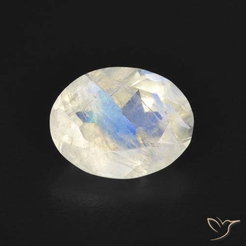 1.68ct 자연스러운 푸르스름한 흰색 레인보우 문스톤, 타원형, 투명한