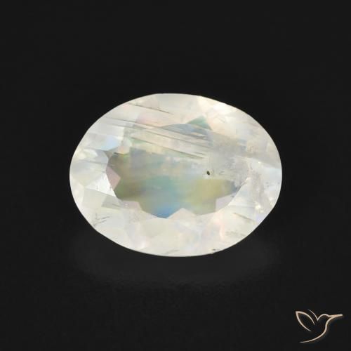 1.49ct 자연스러운 푸르스름한 흰색 레인보우 문스톤, 타원형, 투명한