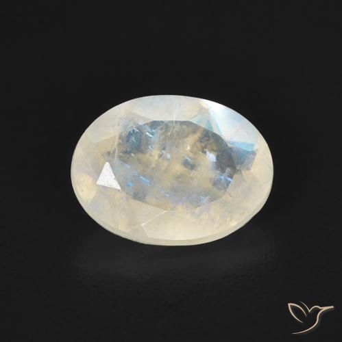 1.16ct 자연스러운 푸르스름한 흰색 레인보우 문스톤, 타원형, 투명한