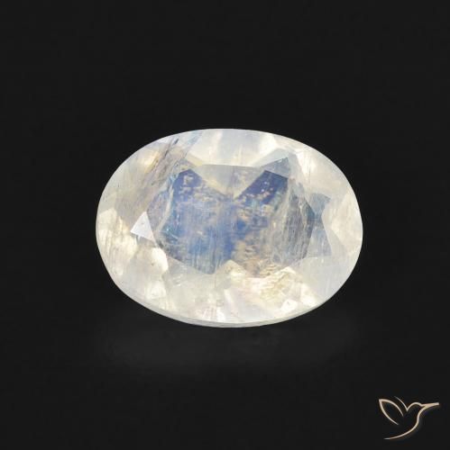 1.13ct 자연스러운 푸르스름한 흰색 레인보우 문스톤, 타원형, 투명한