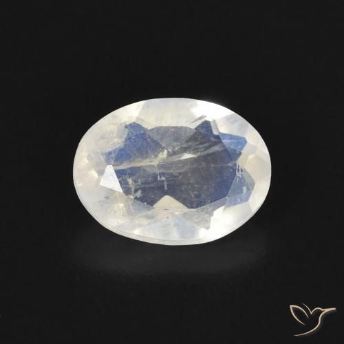 1.15ct 자연스러운 푸르스름한 흰색 레인보우 문스톤, 타원형, 투명한