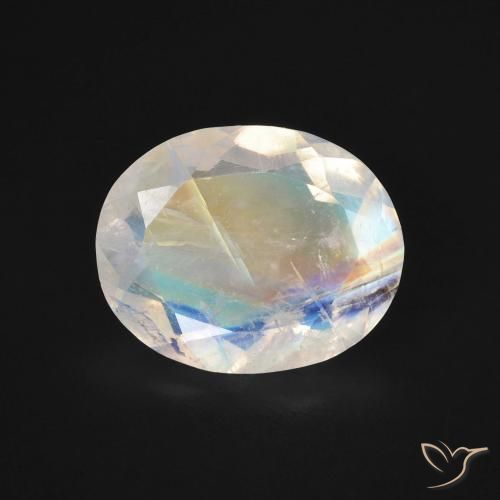 2.70ct 자연스러운 푸르스름한 흰색 레인보우 문스톤, 타원형, 투명한