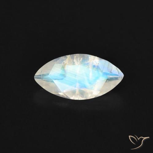 0.52ct 자연스러운 푸르스름한 흰색 레인보우 문스톤, 보석, 투명한