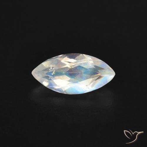 0.48ct 자연스러운 푸르스름한 흰색 레인보우 문스톤, 보석, 투명한