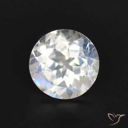 0.84ct 자연스러운 푸르스름한 흰색 레인보우 문스톤, 둥근, 투명한