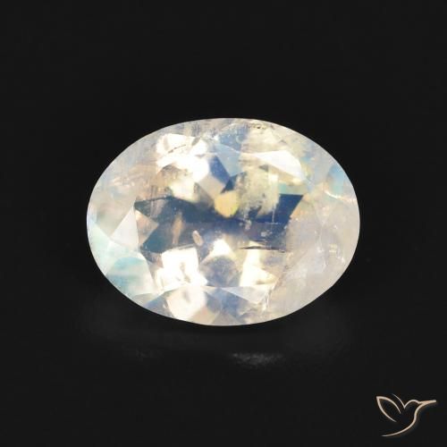 1.61ct 자연스러운 푸르스름한 흰색 레인보우 문스톤, 타원형, 투명한