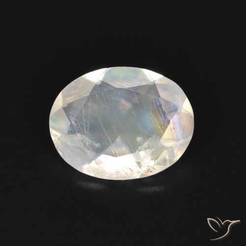 1.27ct 자연스러운 푸르스름한 흰색 레인보우 문스톤, 타원형, 투명한