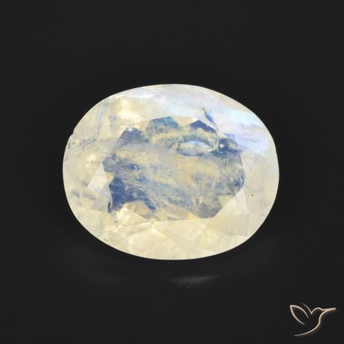 2.68ct 자연스러운 푸르스름한 흰색 레인보우 문스톤, 타원형, 투명한