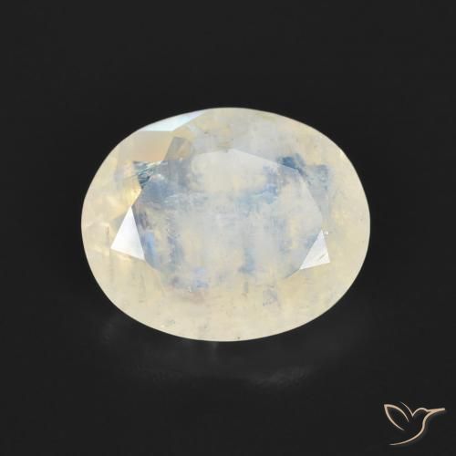 2.69ct 자연스러운 푸르스름한 흰색 레인보우 문스톤, 타원형, 투명한