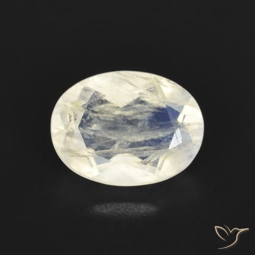 1.15ct 자연스러운 푸르스름한 흰색 레인보우 문스톤, 타원형, 투명한