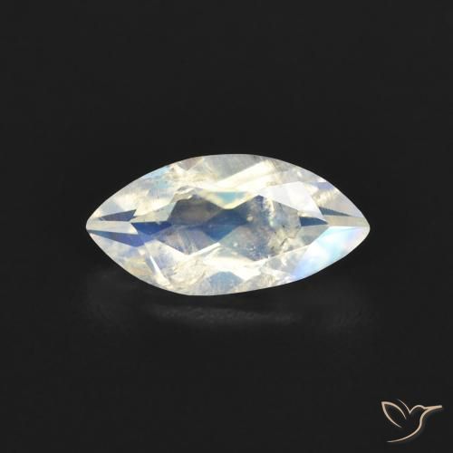 0.51ct 자연스러운 푸르스름한 흰색 레인보우 문스톤, 보석, 투명한