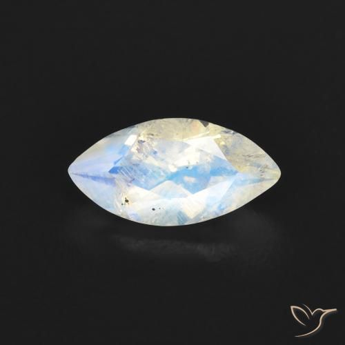 0.55ct 자연스러운 푸르스름한 흰색 레인보우 문스톤, 보석, 투명한