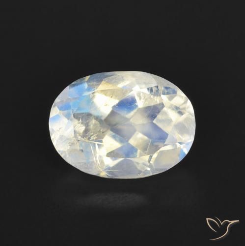 1.22ct 자연스러운 푸르스름한 흰색 레인보우 문스톤, 타원형, 투명한