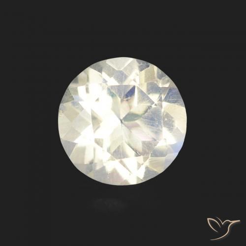 0.48ct 자연스러운 푸르스름한 흰색 레인보우 문스톤, 둥근, 투명한