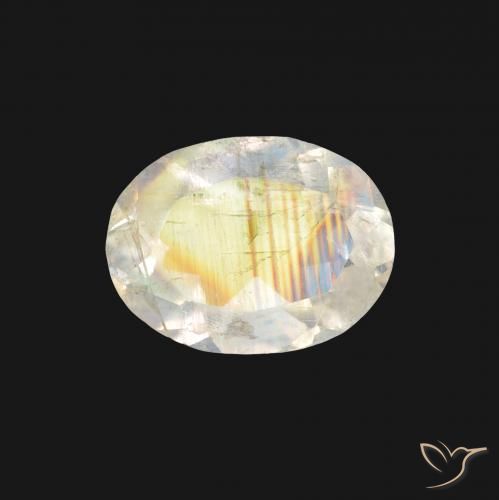 1.19ct 자연스러운 푸르스름한 흰색 레인보우 문스톤, 타원형, 투명한