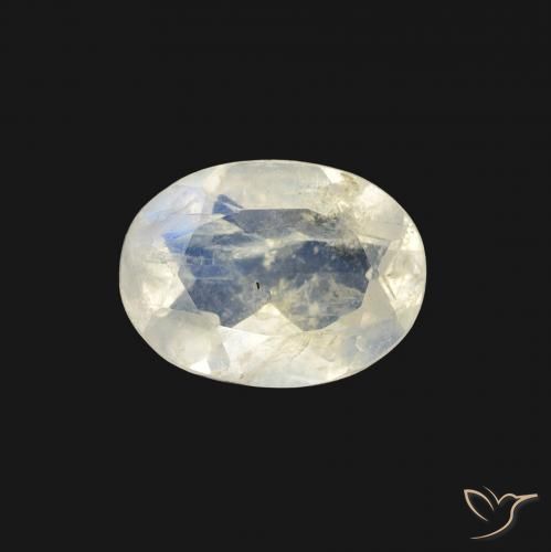 1.04ct 자연스러운 푸르스름한 흰색 레인보우 문스톤, 타원형, 투명한