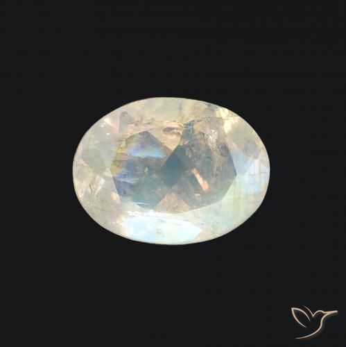 1.16ct 자연스러운 푸르스름한 흰색 레인보우 문스톤, 타원형, 투명한