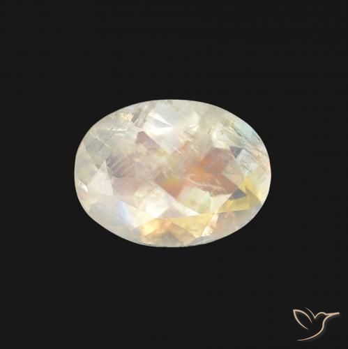 1.21ct 자연스러운 푸르스름한 흰색 레인보우 문스톤, 타원형, 투명한