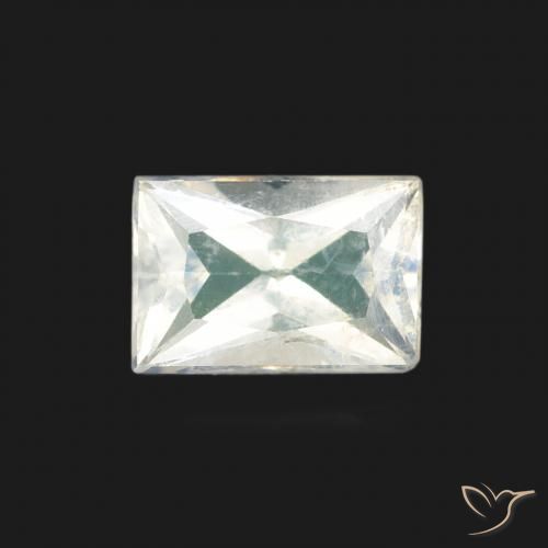 0.50ct 자연스러운 푸르스름한 흰색 레인보우 문스톤, 바게트, 투명한
