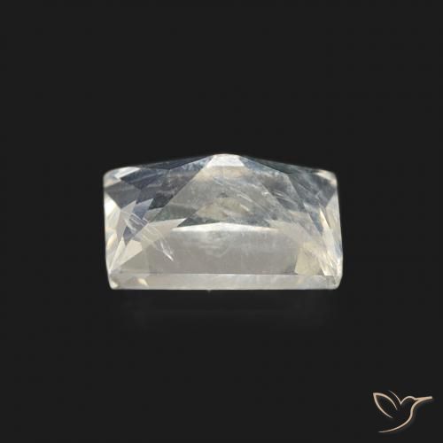0.50캐럿 천연 푸르스름한 흰색 레인보우 문스톤, 바게트, 투명한