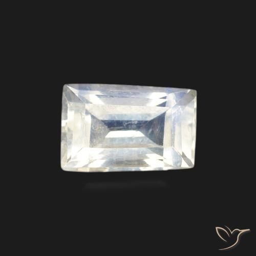 0.60ct 자연스러운 푸르스름한 흰색 레인보우 문스톤, 바게트, 투명한