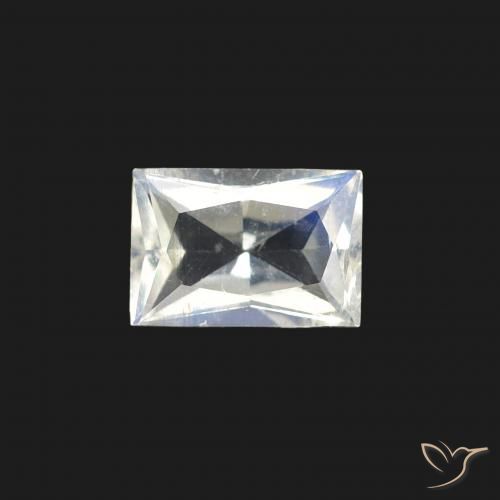 0.47ct 자연스러운 푸르스름한 흰색 레인보우 문스톤, 바게트, 투명한