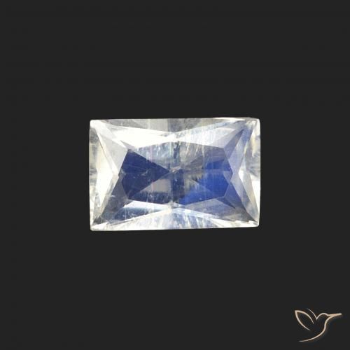 0.50ct 자연스러운 푸르스름한 흰색 레인보우 문스톤, 바게트, 투명한