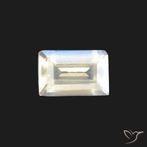 0.47ct 자연스러운 푸르스름한 흰색 레인보우 문스톤, 바게트, VS