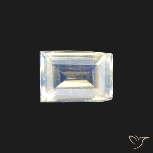 0.82ct 자연스러운 푸르스름한 흰색 레인보우 문스톤, 바게트, VS