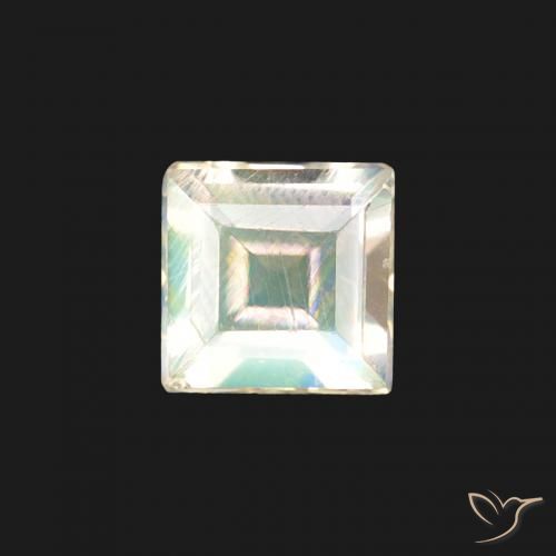 0.30ct 자연스러운 푸르스름한 흰색 레인보우 문스톤, 정사각형, 투명한