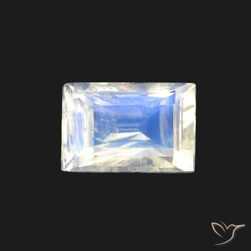 0.56ct 자연스러운 푸르스름한 흰색 레인보우 문스톤, 바게트, 투명한