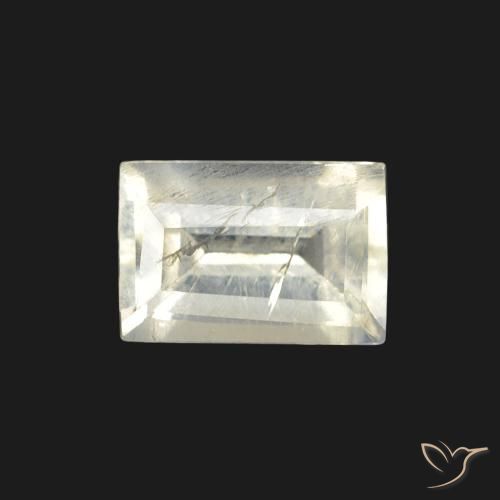 0.59ct 자연스러운 푸르스름한 흰색 레인보우 문스톤, 바게트, 투명한