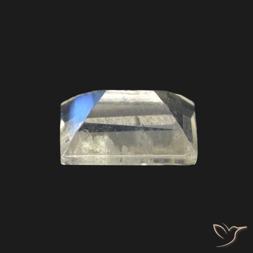 0.59캐럿 천연 푸르스름한 흰색 레인보우 문스톤, 바게트, 투명한