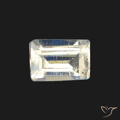 0.45ct 자연스러운 푸르스름한 흰색 레인보우 문스톤, 바게트, 투명한