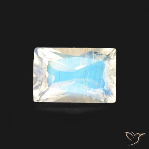 0.46ct 자연스러운 푸르스름한 흰색 레인보우 문스톤, 바게트, 투명한