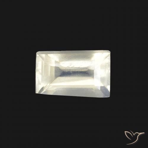 0.53ct 자연스러운 푸르스름한 흰색 레인보우 문스톤, 바게트, 투명한
