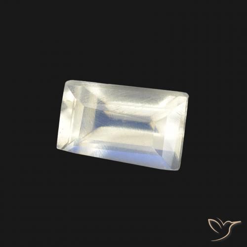 0.53캐럿 천연 푸르스름한 흰색 레인보우 문스톤, 바게트, 투명한