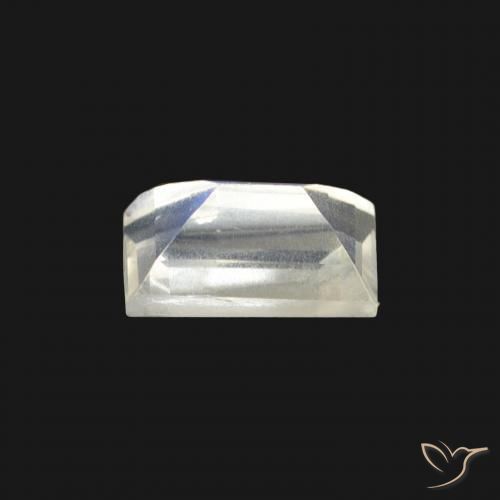 0.53캐럿 천연 푸르스름한 흰색 레인보우 문스톤, 바게트, 투명한