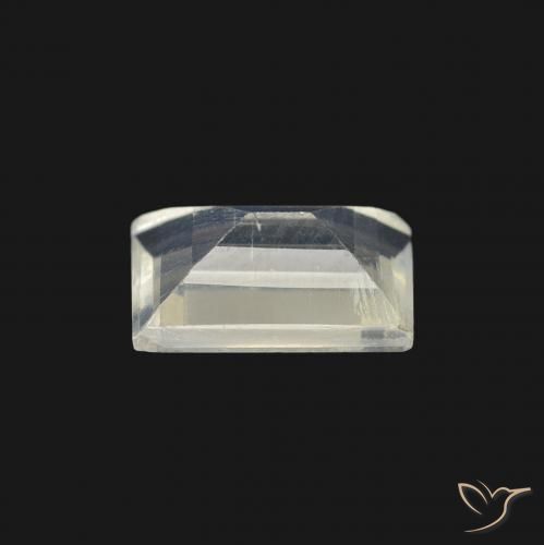 0.72캐럿 천연 푸르스름한 흰색 레인보우 문스톤, 바게트, 투명한