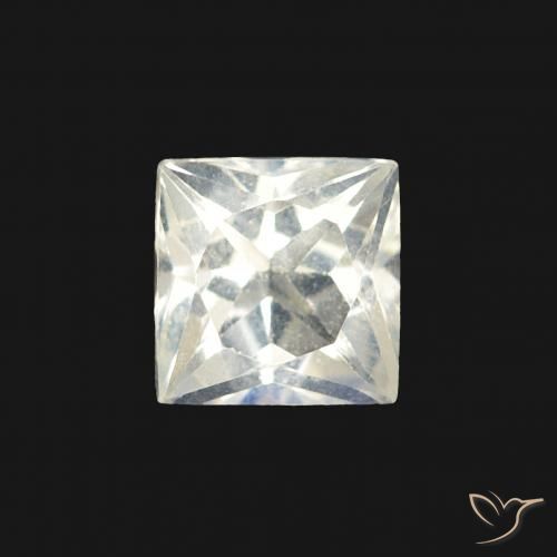 0.36ct 자연스러운 푸르스름한 흰색 레인보우 문스톤, 정사각형, 투명한