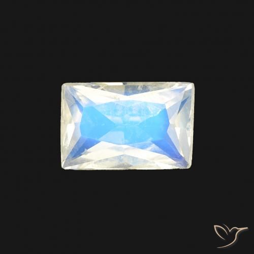 0.50ct 자연스러운 푸르스름한 흰색 레인보우 문스톤, 바게트, 투명한