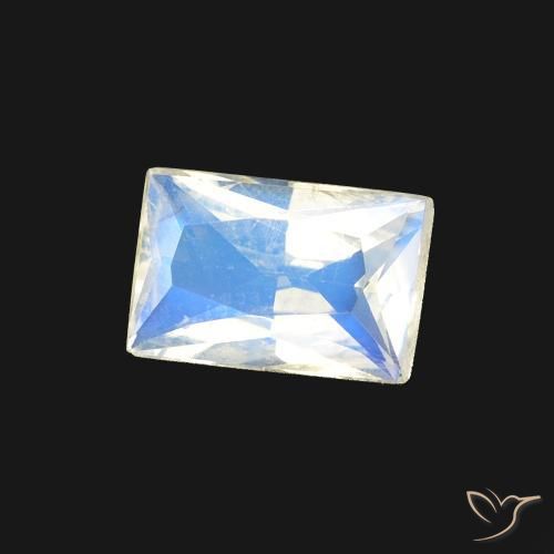 0.50캐럿 천연 푸르스름한 흰색 레인보우 문스톤, 바게트, 투명한