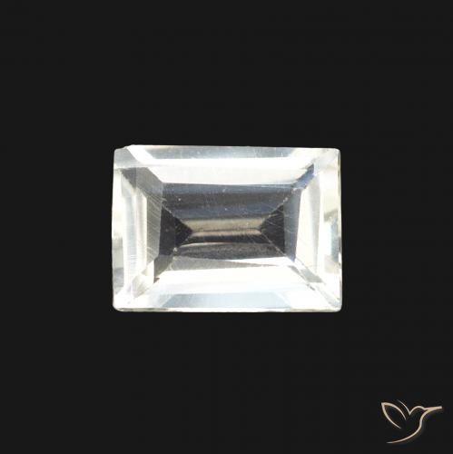 0.75ct 자연스러운 푸르스름한 흰색 레인보우 문스톤, 바게트, 투명한
