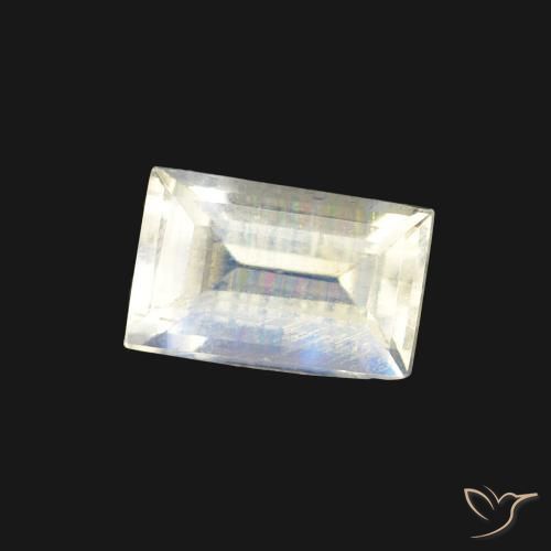 0.54캐럿 천연 푸르스름한 흰색 레인보우 문스톤, 바게트, 투명한