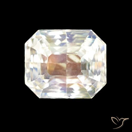 2.55ct 여러 가지 빛깔의 흰색 레인보우 문스톤, 에메랄드 컷, VVS