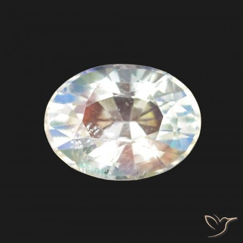 1.64ct 여러 가지 빛깔의 흰색 레인보우 문스톤, 타원형, VS