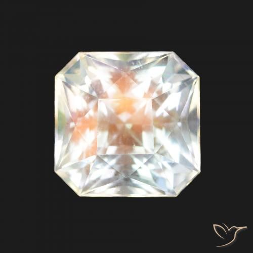 1.87ct 여러 가지 빛깔의 흰색 레인보우 문스톤, 에메랄드 컷, VVS-VS