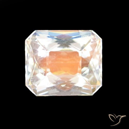 2.55ct 여러 가지 빛깔의 흰색 레인보우 문스톤, 에메랄드 컷, VVS-VS