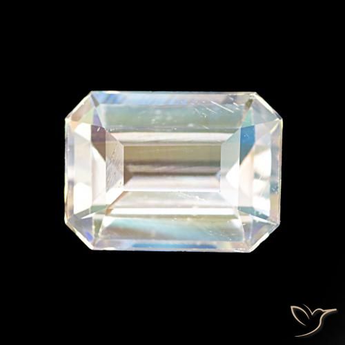 1.77ct 여러 가지 빛깔의 흰색 레인보우 문스톤, 에메랄드 컷, VVS-VS